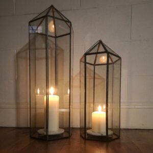 D6-02 Large Glass Candle Holder Set of 2
