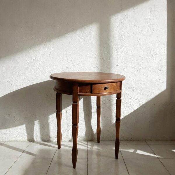 Teak Bedside Round Console Set of 2