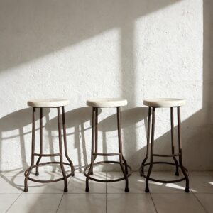 M-18 Teak & Iron Bar Stool Sef of 3